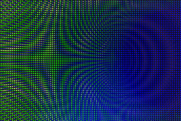 Moiree of overlaid grids and concentric circles.